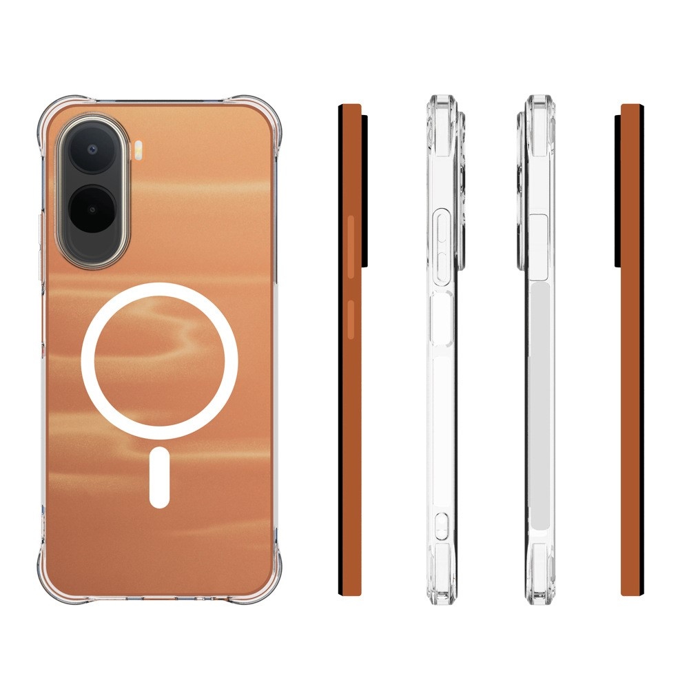 Průhledný gelový obal s MagSafe na Xiaomi Redmi A7 Pro s vyztuženými rohy