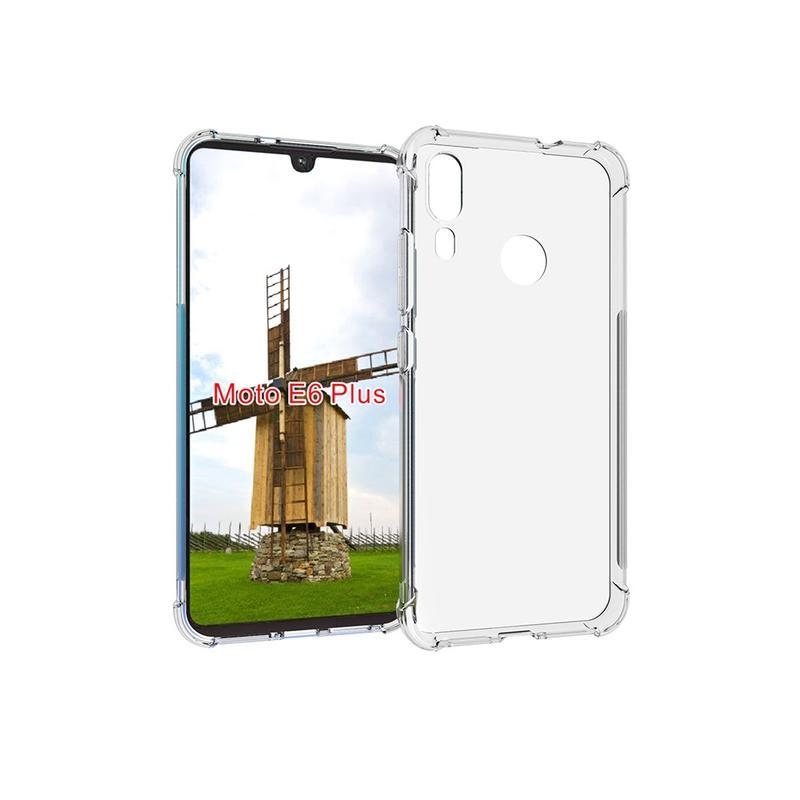 Průhledný gelový obal s vyztuženými rohy na mobil Motorola Moto E6 Plus - průhledný