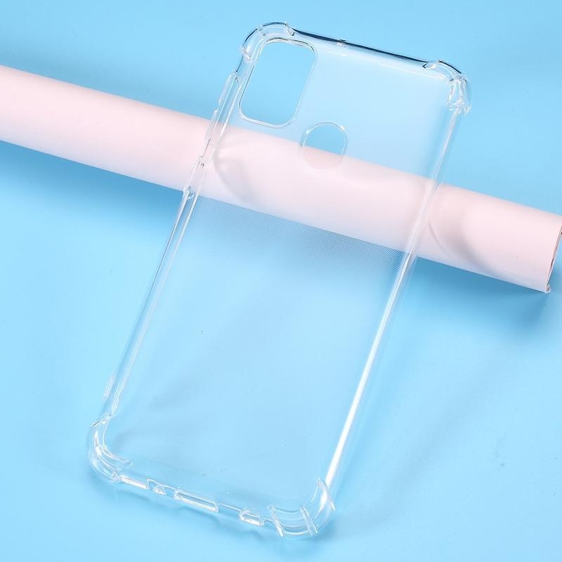 Průhledný gelový obal s vyztuženými rohy na mobil Samsung Galaxy M21 - průhledný