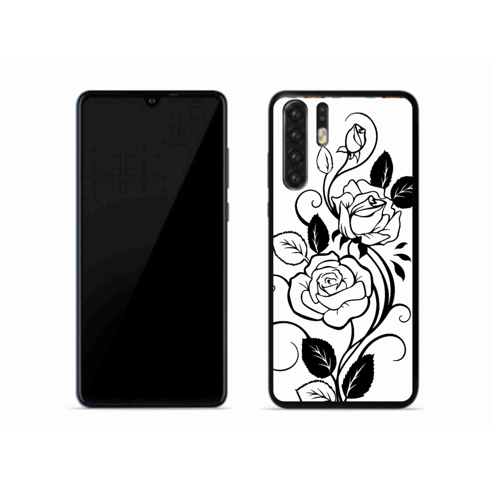 Gelový kryt mmCase na mobil Huawei P30 Pro - černobílá růže