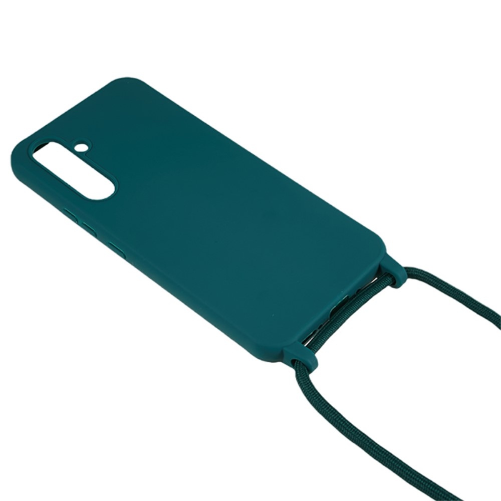 Lany gelový obal se šňůrkou na Samsung Galaxy S25 - tmavězelený