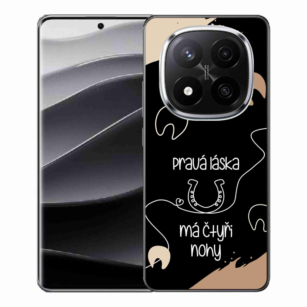 Gelový kryt mmCase na Xiaomi Redmi Note 14 Pro+ 5G - koňský motiv černé pozadí