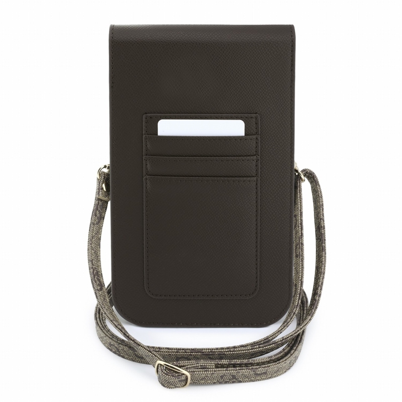 Guess PU Leather+Grained 4G Metal Logo Taška na Telefon Brown