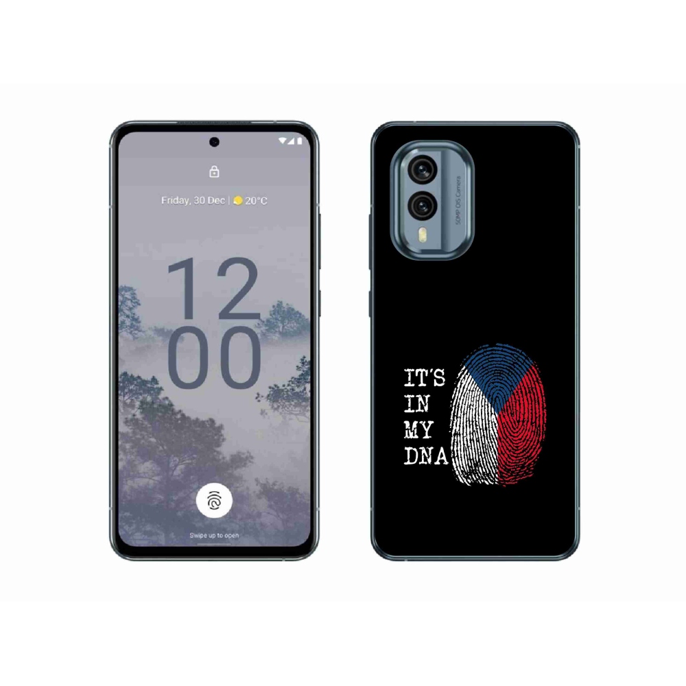 Gelový kryt mmCase na Nokia X30 5G - vlajka otisk prstu černé pozadí