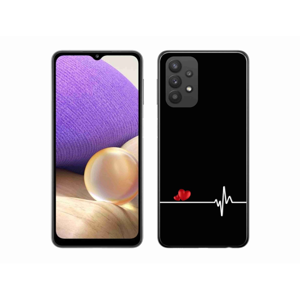 Gelový kryt mmCase na Samsung Galaxy A32 5G - srdce a tep černé pozadí
