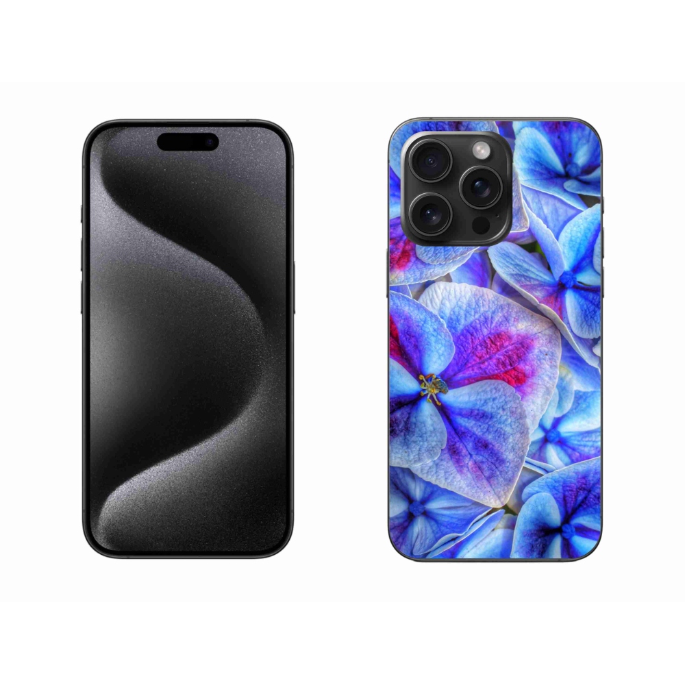 Gelový kryt mmCase na iPhone 15 Pro Max - modré květy 1