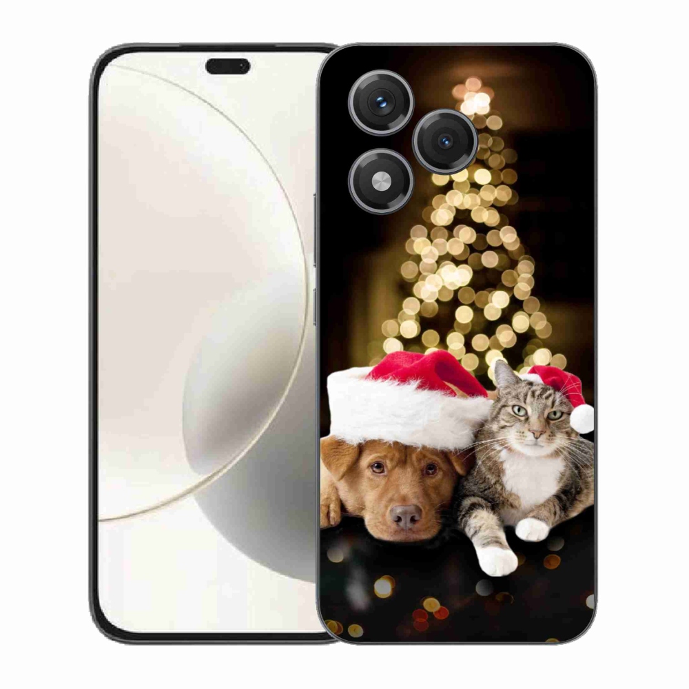 Gelový kryt mmCase na Honor 400 Lite - vánoční pes a kočka