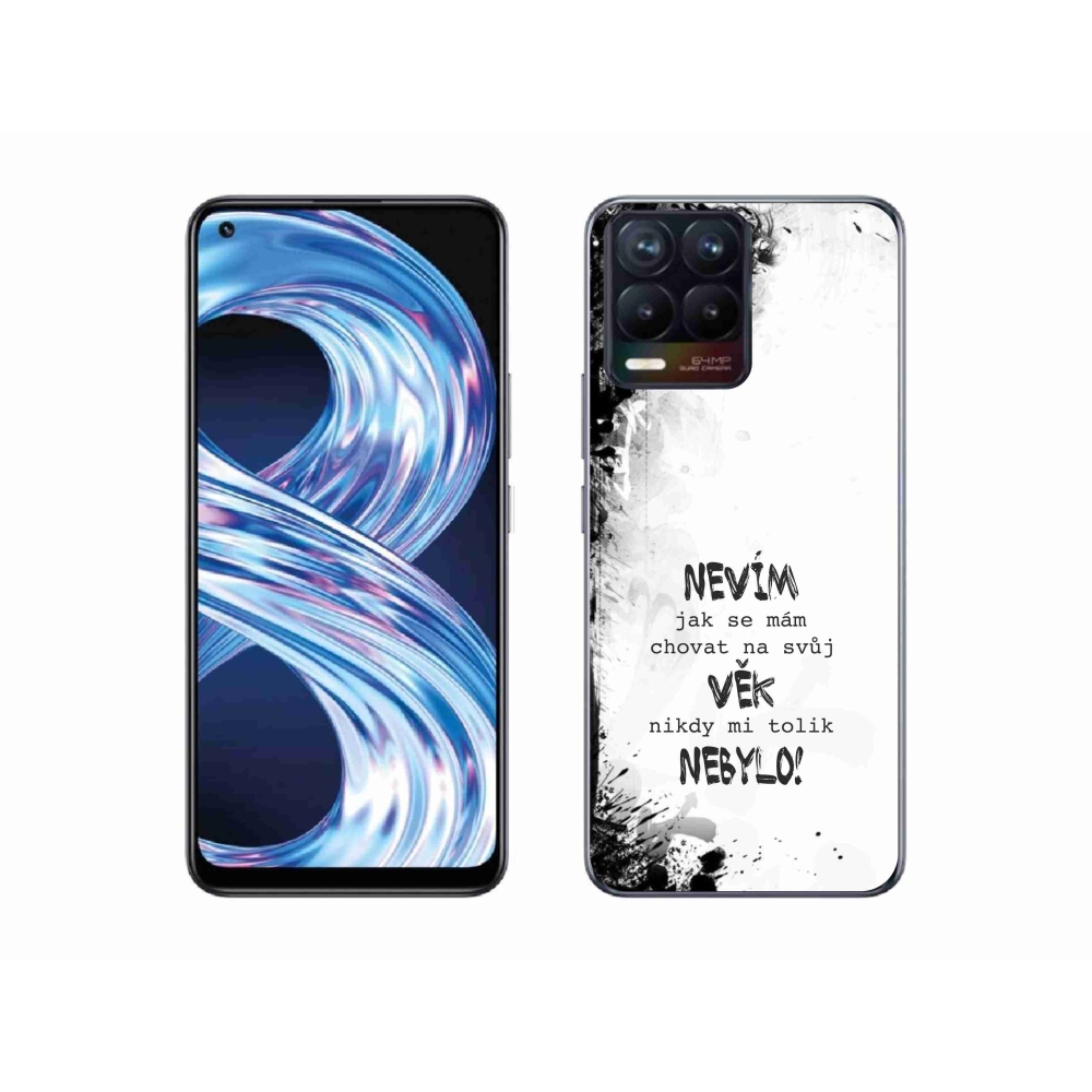 Gelový kryt mmCase na Realme 8 4G - vtipný text 14 bílé pozadí