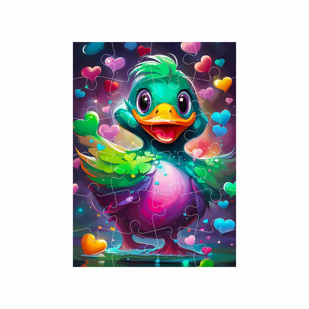 Puzzle 18x13cm (24 dílků) s obrázkem - barevná kachnička