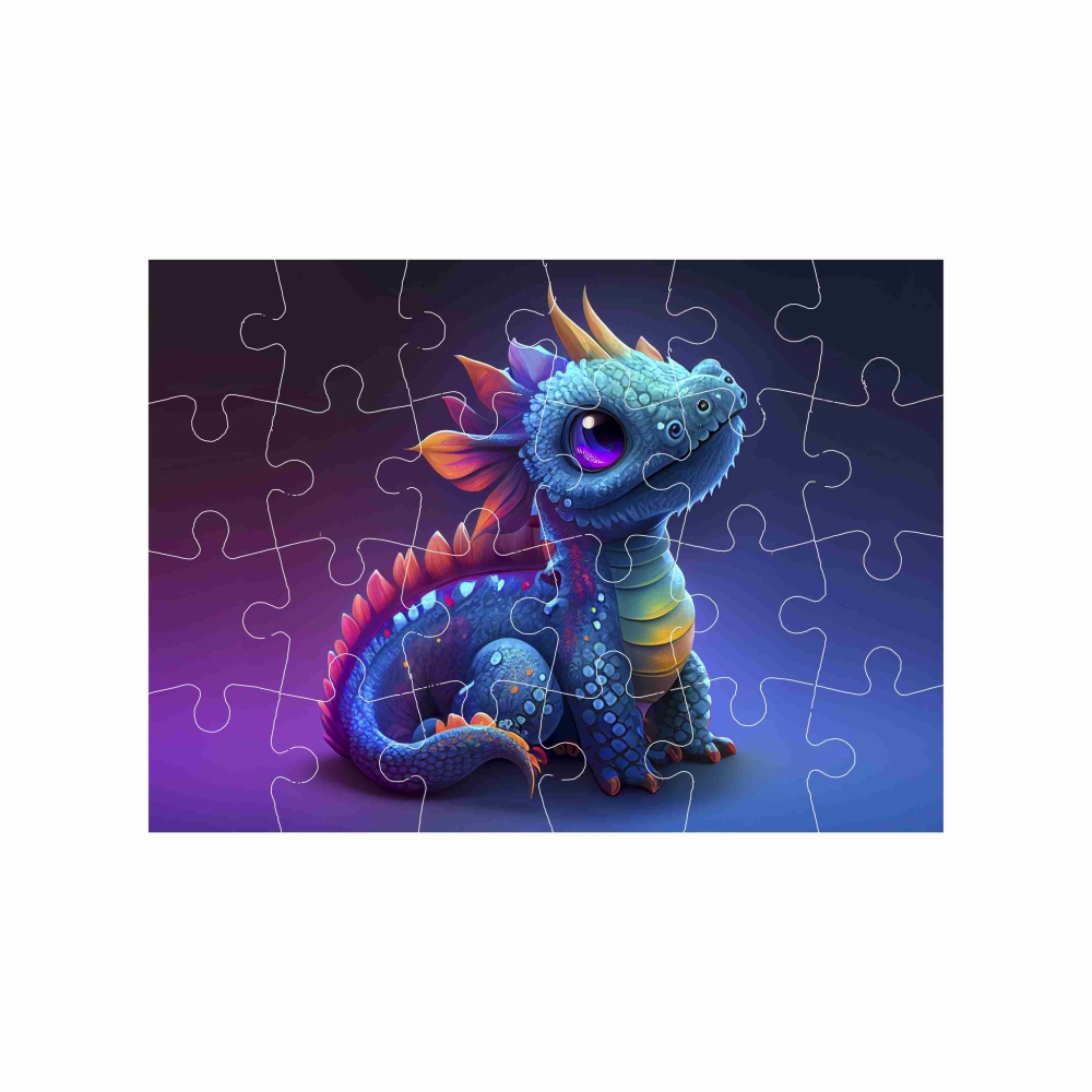 Puzzle 18x13cm (24 dílků) s obrázkem - barevný dráček