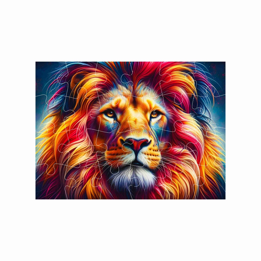 Puzzle 18x13cm (24 dílků) s obrázkem - barevný lev