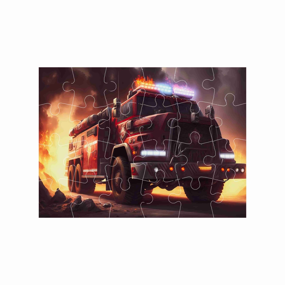 Puzzle 18x13cm (24 dílků) s obrázkem - hasičský vůz