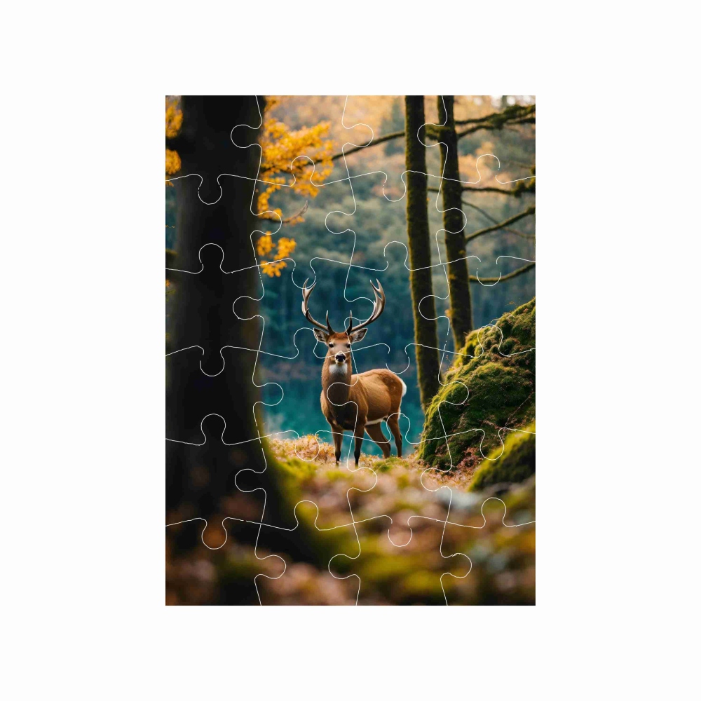 Puzzle 18x13cm (24 dílků) s obrázkem - jelen v lese