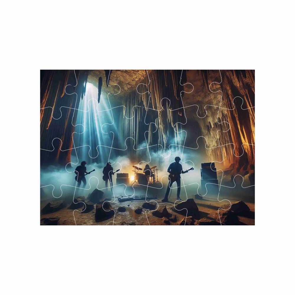 Puzzle 18x13cm (24 dílků) s obrázkem - koncert v jeskyni