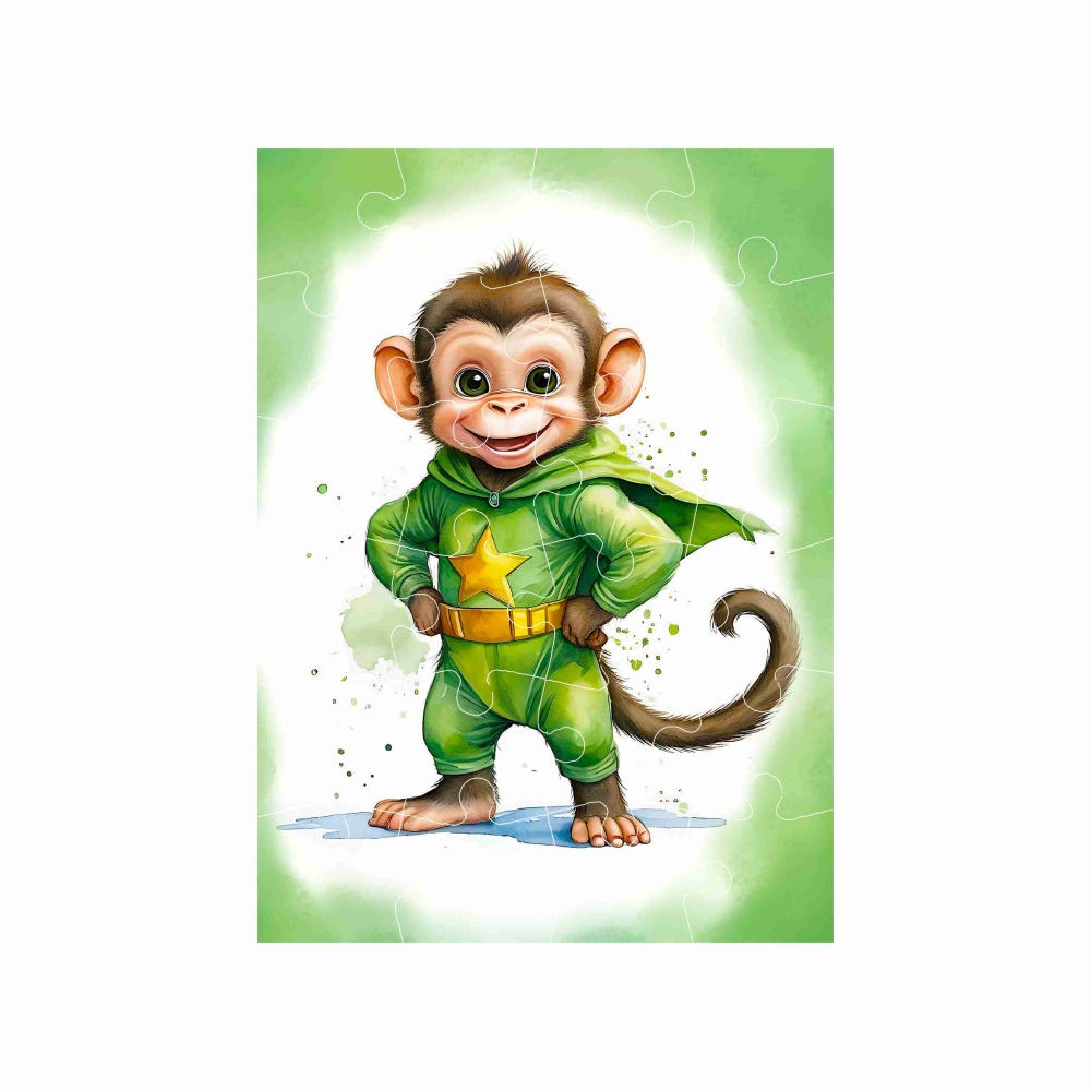 Puzzle 18x13cm (24 dílků) s obrázkem - kreslená opička