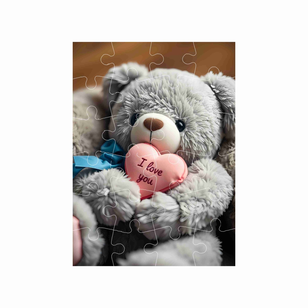 Puzzle 18x13cm (24 dílků) s obrázkem - medvídek se srdíčkem 1