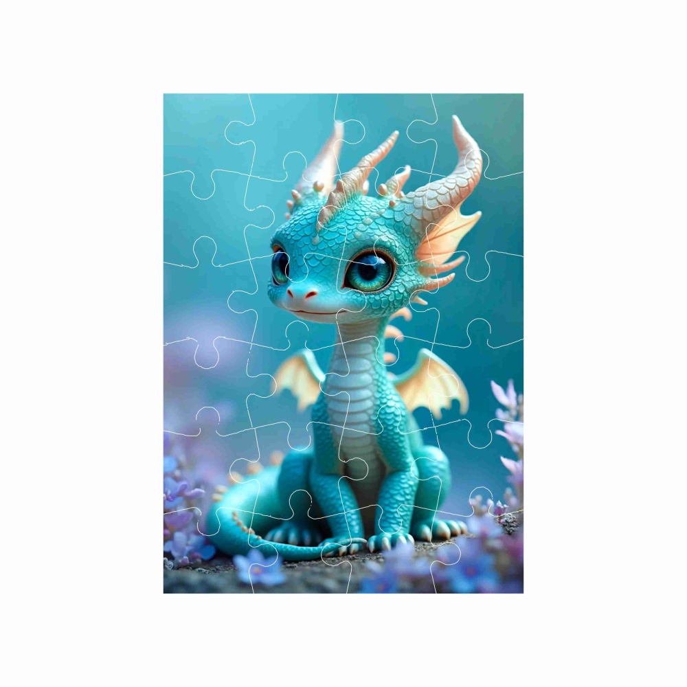 Puzzle 18x13cm (24 dílků) s obrázkem - modrý dráček