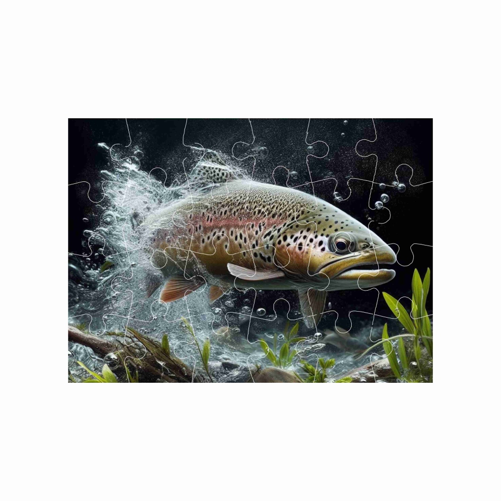 Puzzle 18x13cm (24 dílků) s obrázkem - pstruh