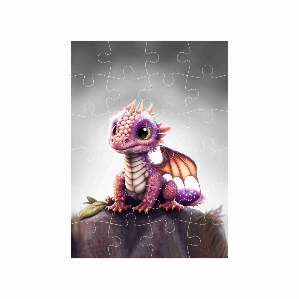 Puzzle 18x13cm (24 dílků) s obrázkem - růžový dráček