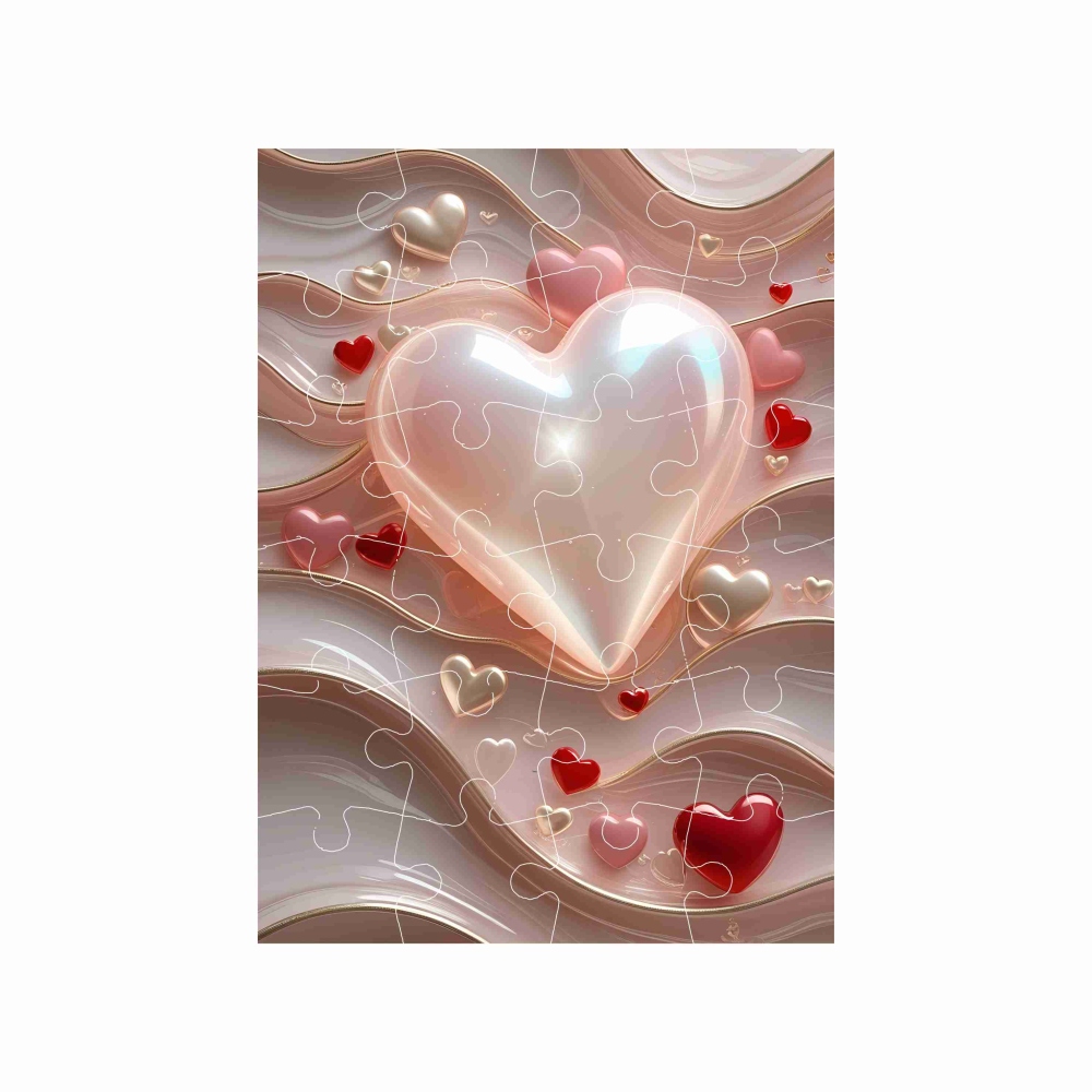 Puzzle 18x13cm (24 dílků) s obrázkem - srdíčka