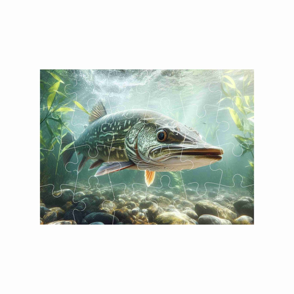 Puzzle 18x13cm (24 dílků) s obrázkem - štika