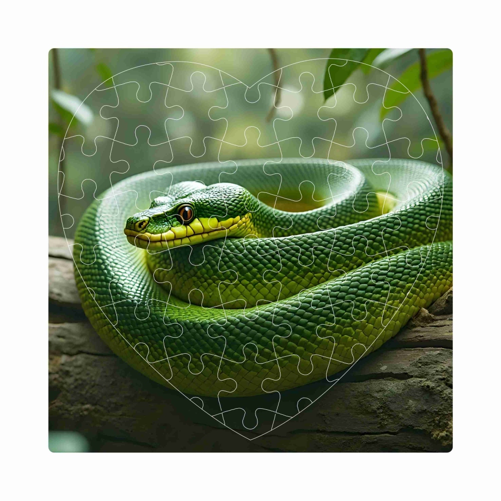 Puzzle 19x18cm ve tvaru srdce (76 dílků) s obrázkem - had