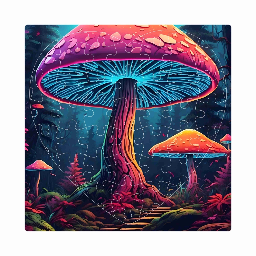 Puzzle 19x18cm ve tvaru srdce (76 dílků) s obrázkem - houby