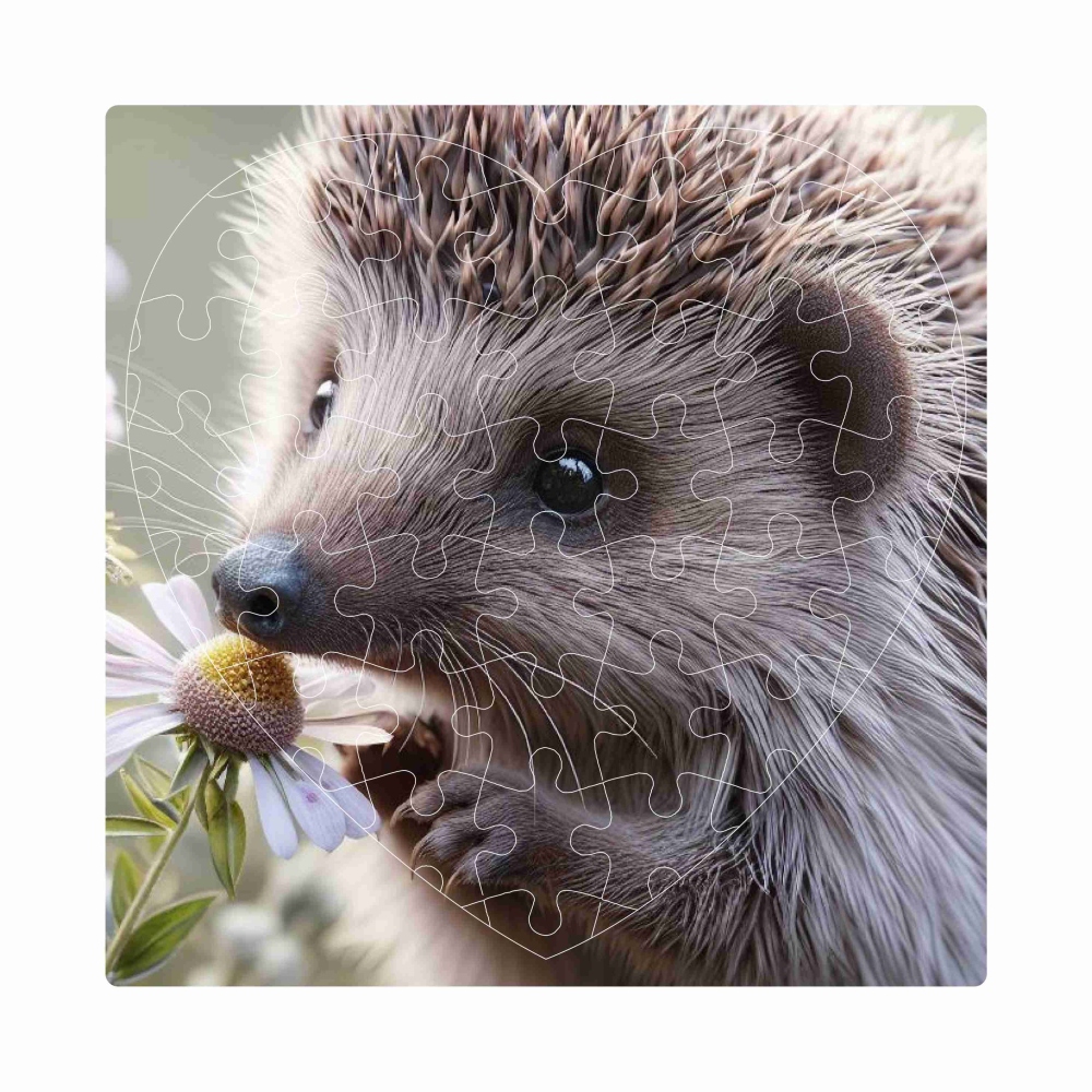Puzzle 19x18cm ve tvaru srdce (76 dílků) s obrázkem - ježek