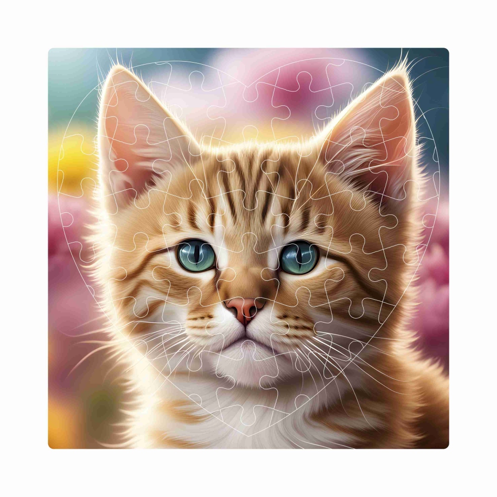Puzzle 19x18cm ve tvaru srdce (76 dílků) s obrázkem - kotě