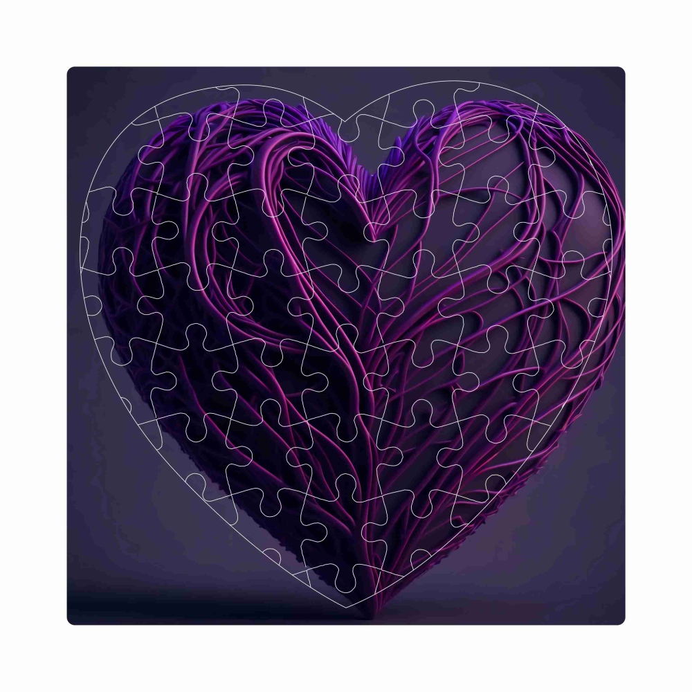 Puzzle 19x18cm ve tvaru srdce (76 dílků) s obrázkem - srdce