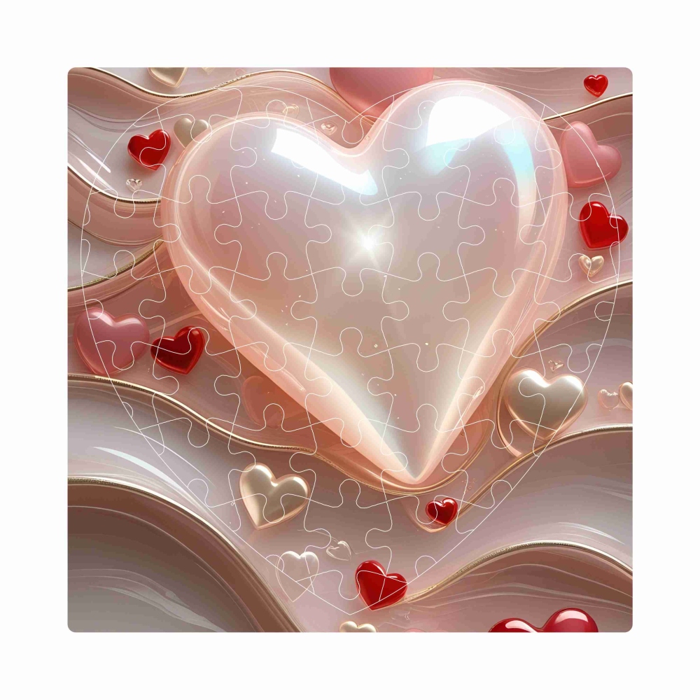 Puzzle 19x18cm ve tvaru srdce (76 dílků) s obrázkem - srdíčka