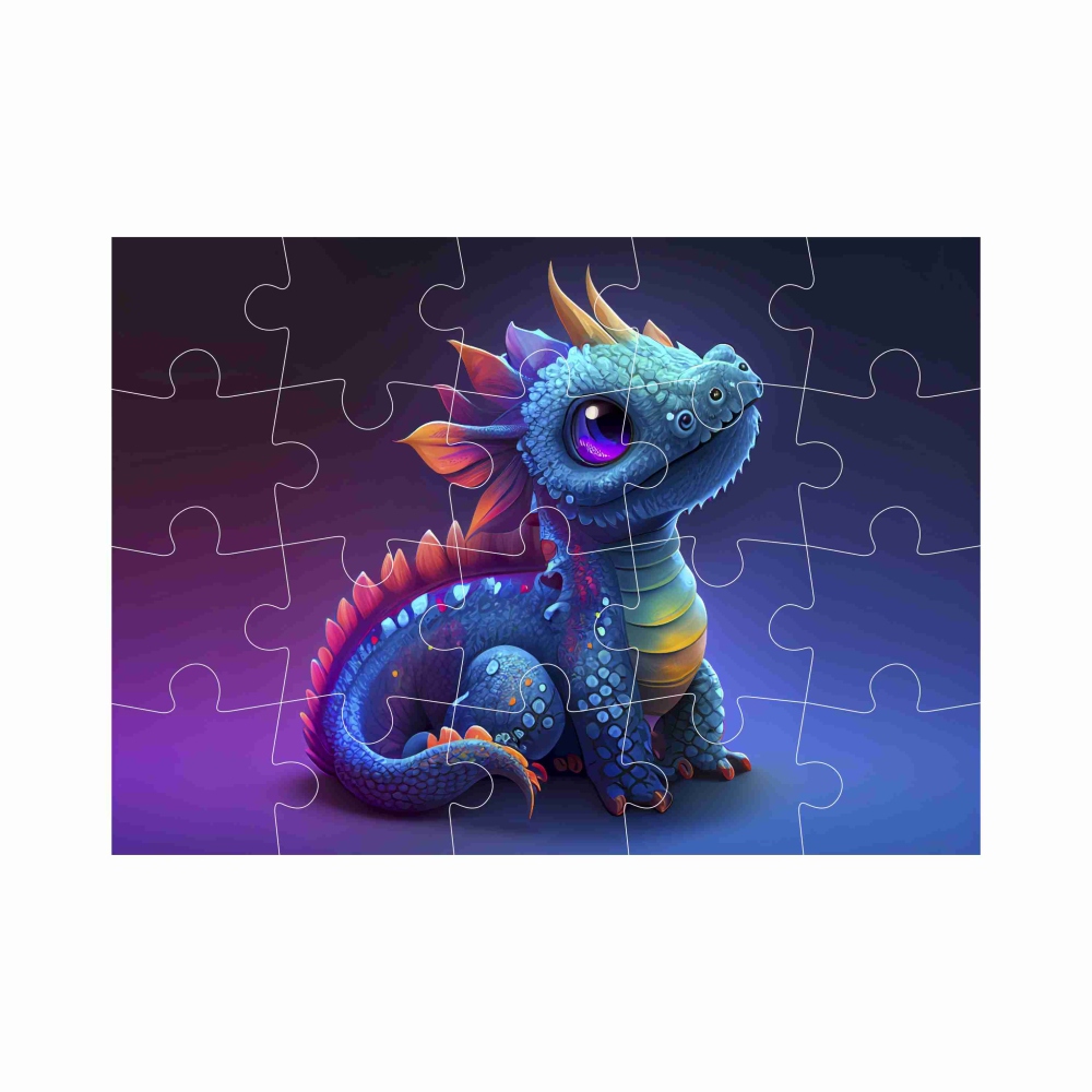 Puzzle 20x15cm (20 dílků) s obrázkem - barevný dráček