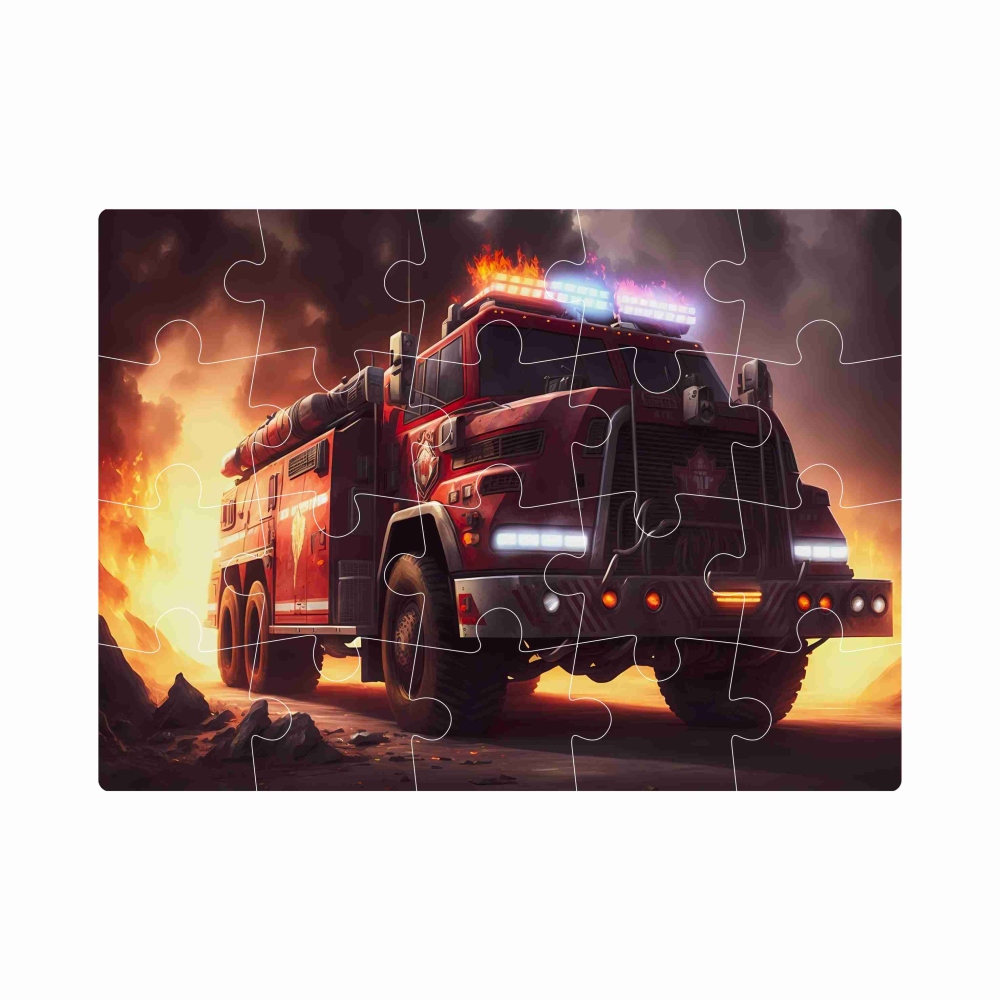 Puzzle 20x15cm (20 dílků) s obrázkem - hasičský vůz