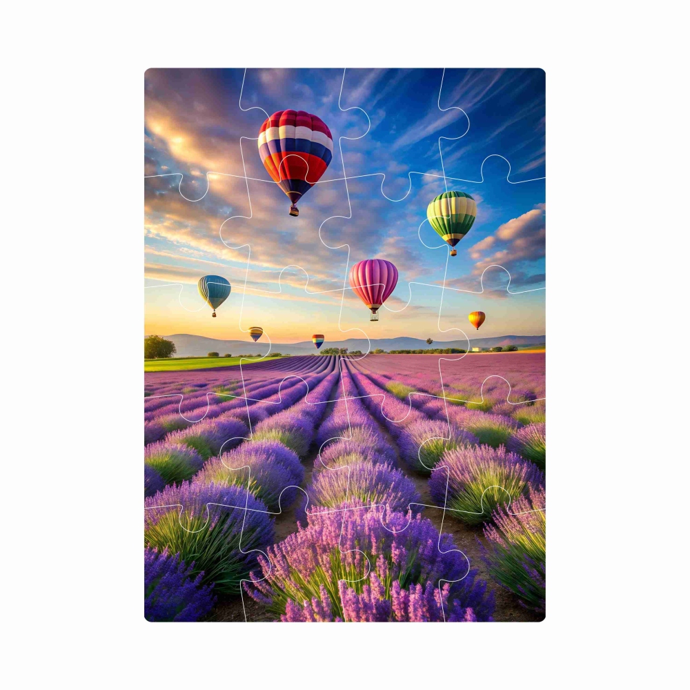 Puzzle 20x15cm (20 dílků) s obrázkem - let nad levandulí