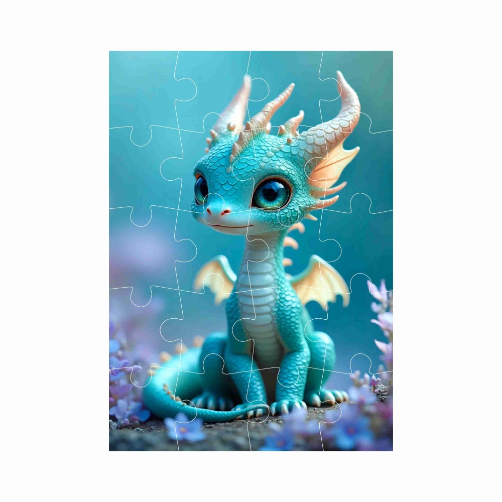 Puzzle 20x15cm (20 dílků) s obrázkem - modrý dráček