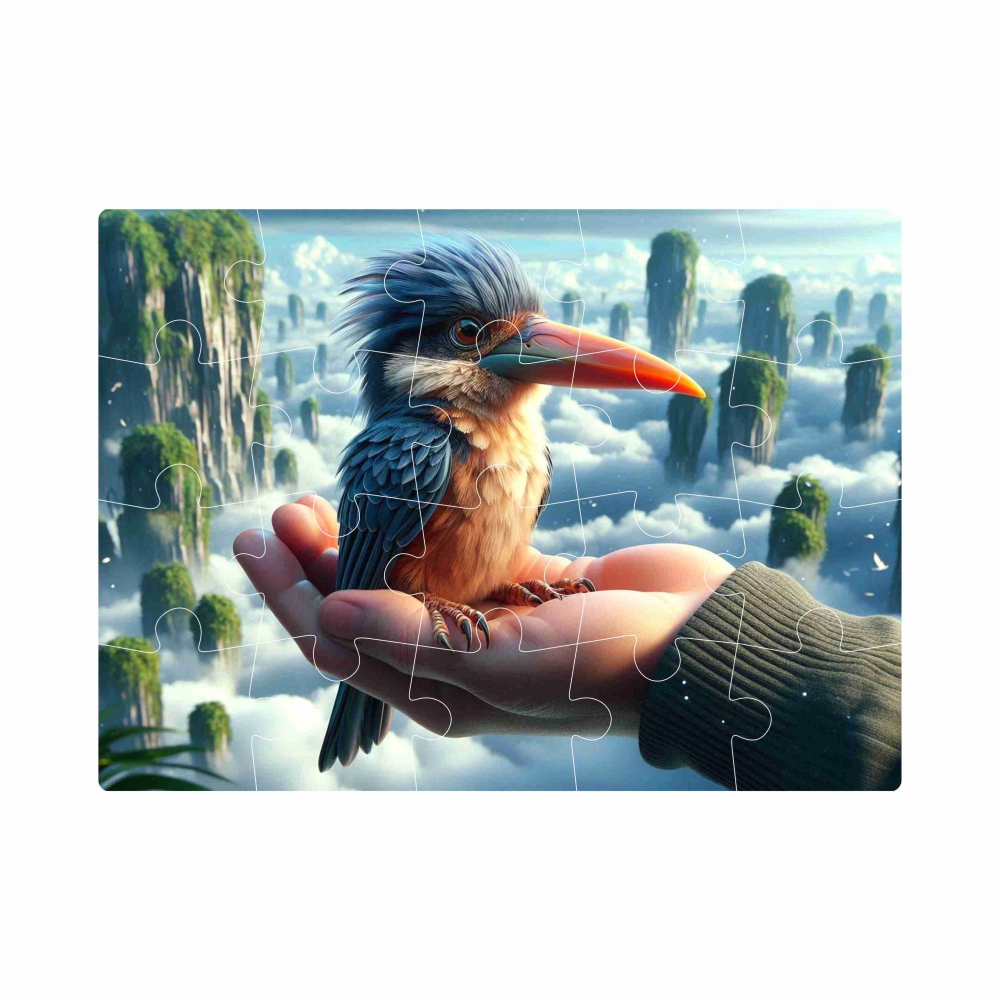 Puzzle 20x15cm (20 dílků) s obrázkem - nebeský ledňáček