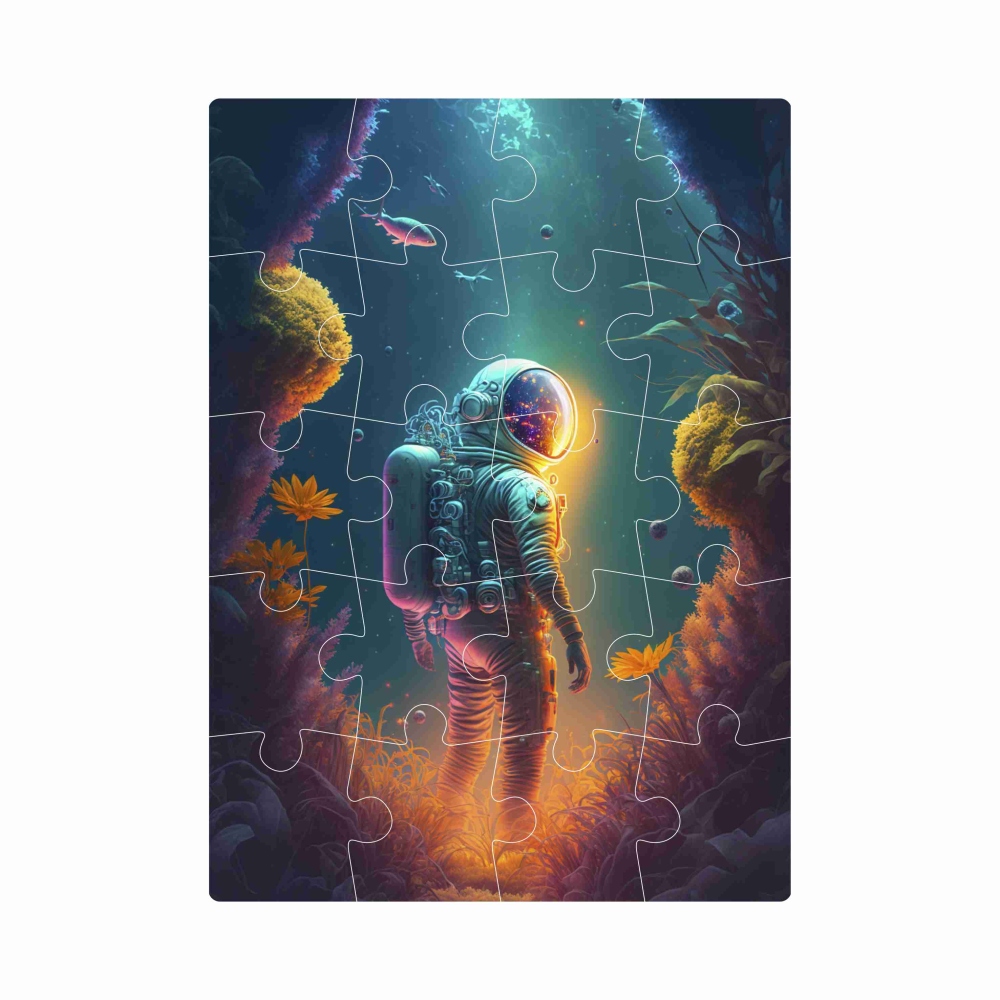 Puzzle 20x15cm (20 dílků) s obrázkem - osamělý astronaut