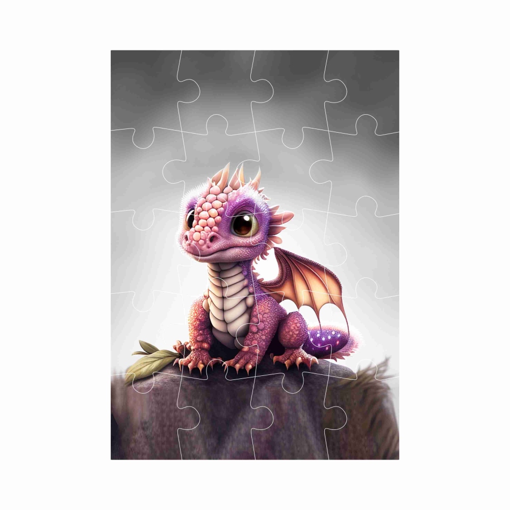 Puzzle 20x15cm (20 dílků) s obrázkem - růžový dráček