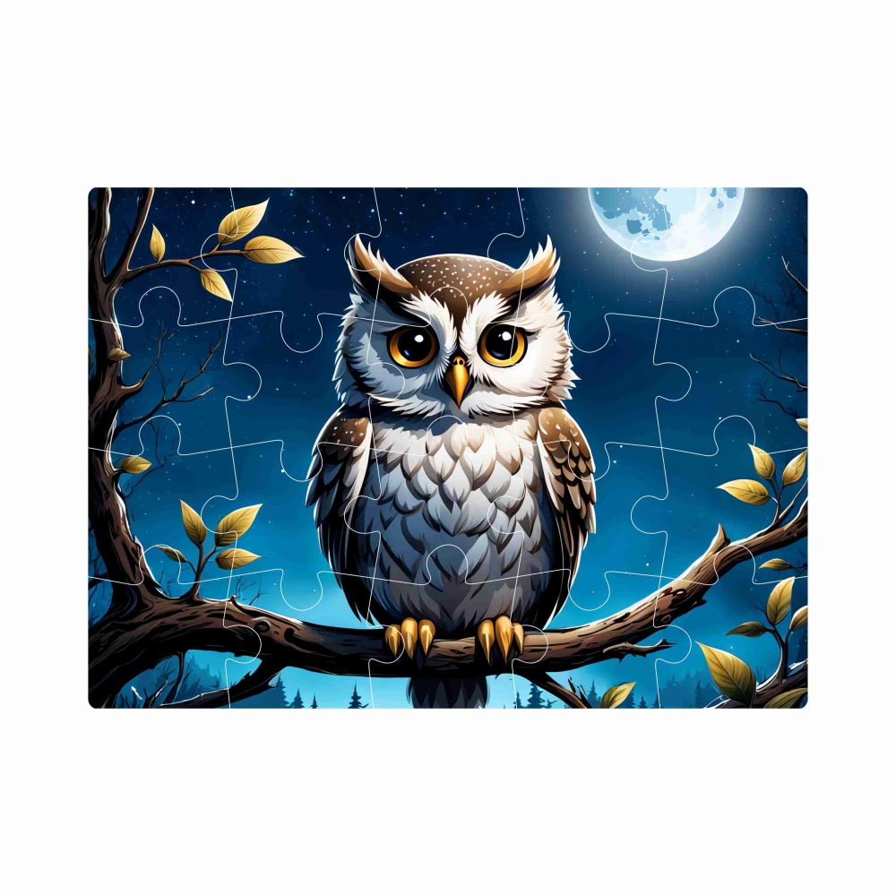 Puzzle 20x15cm (20 dílků) s obrázkem - sova