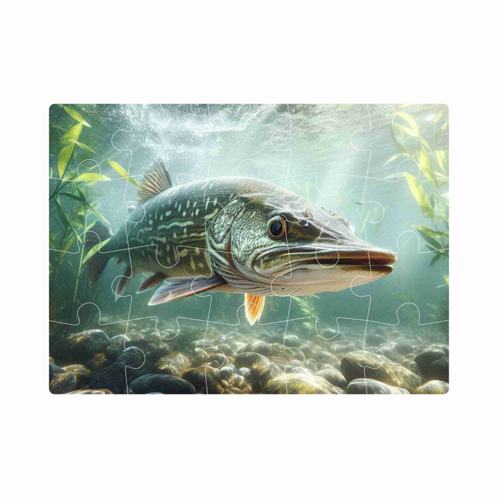 Puzzle 20x15cm (20 dílků) s obrázkem - štika