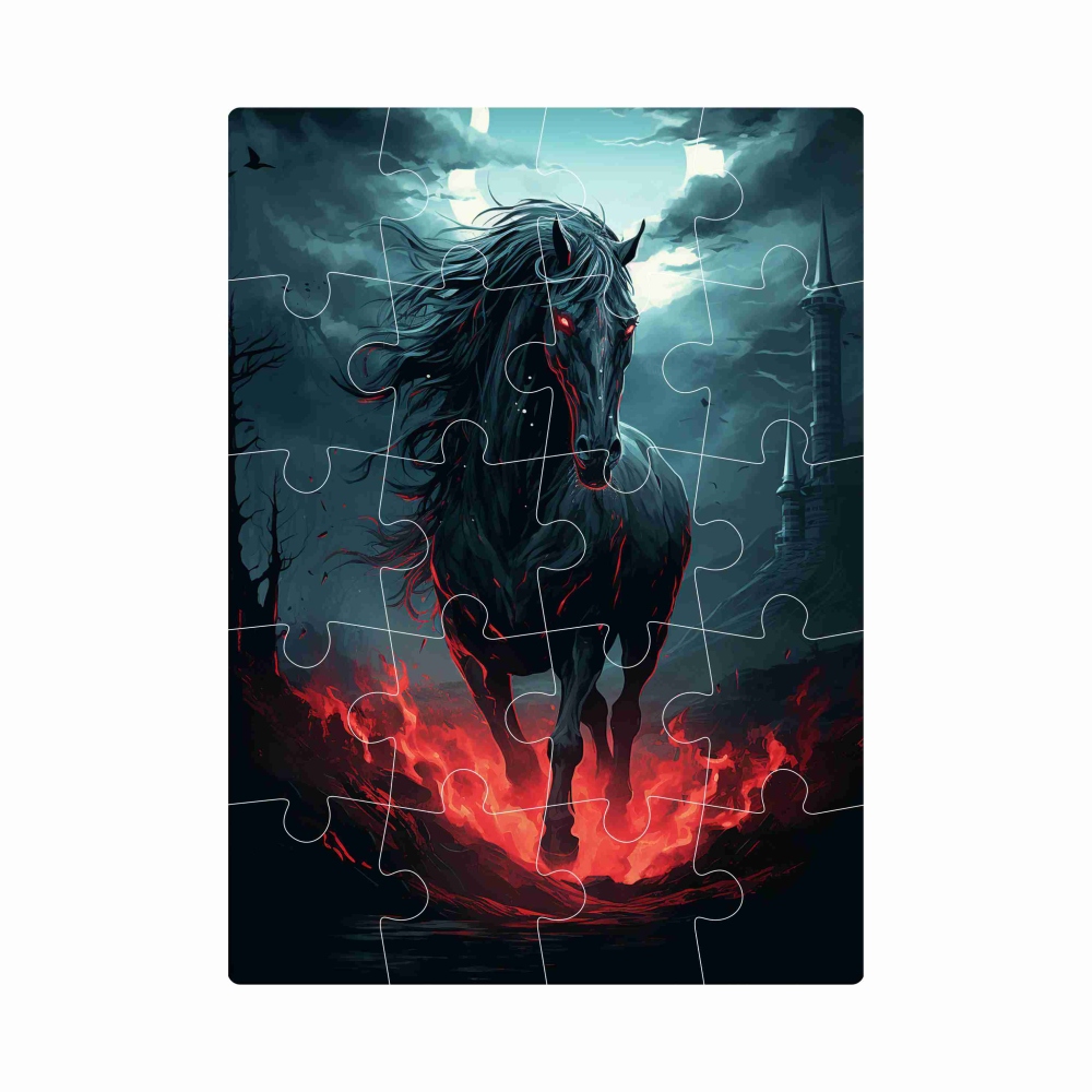 Puzzle 20x15cm (20 dílků) s obrázkem - temný kůň