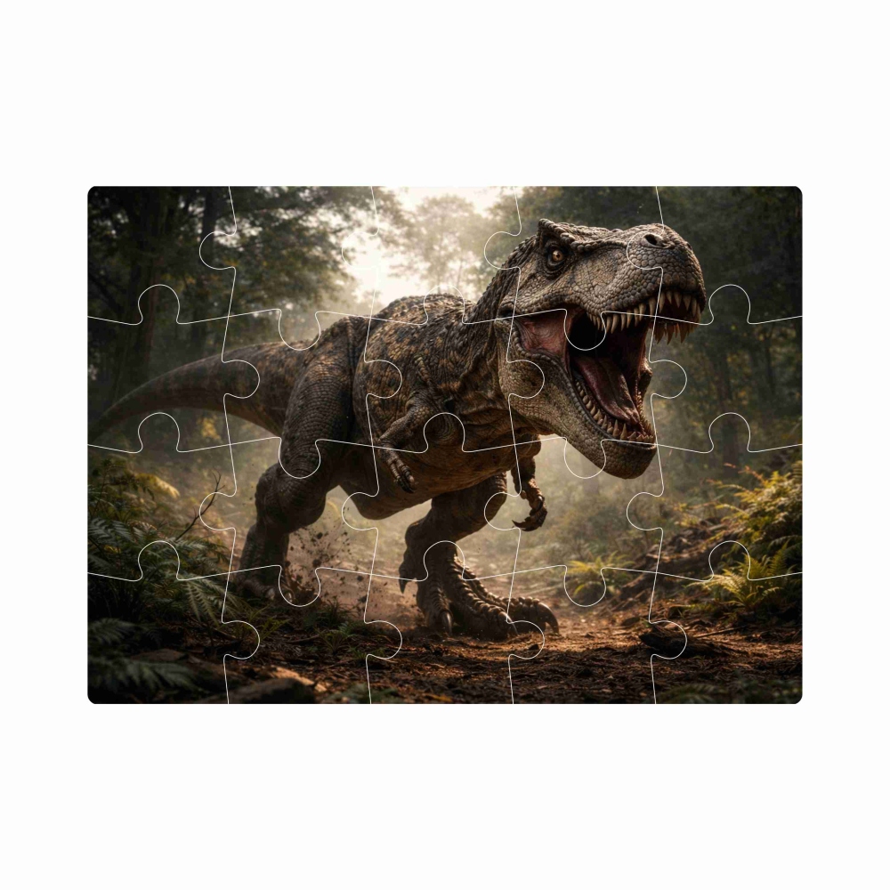 Puzzle 20x15cm (20 dílků) s obrázkem - tyranosaurus rex