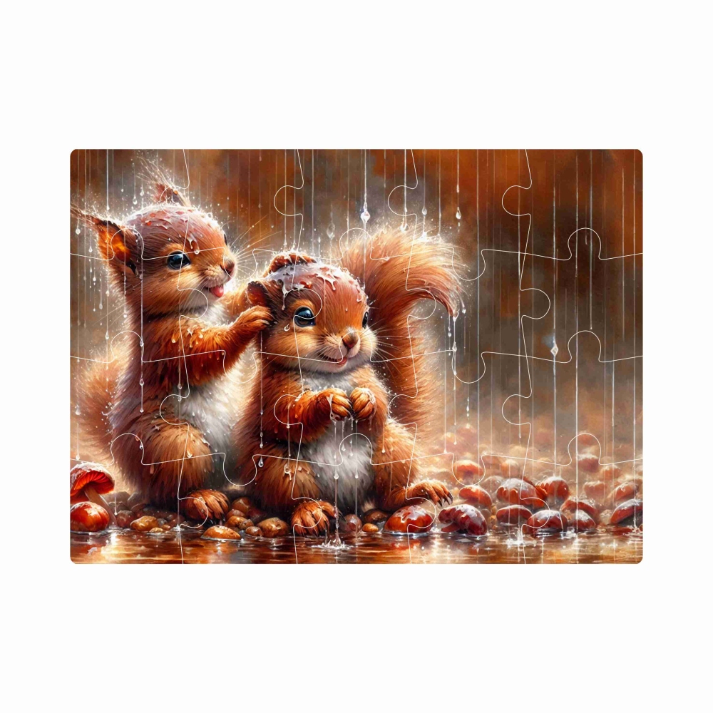 Puzzle 20x15cm (20 dílků) s obrázkem - veverky