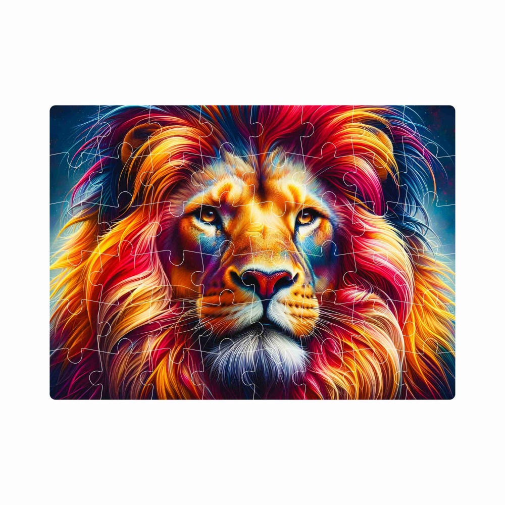 Puzzle 20x15cm (40 dílků) s obrázkem - barevný lev