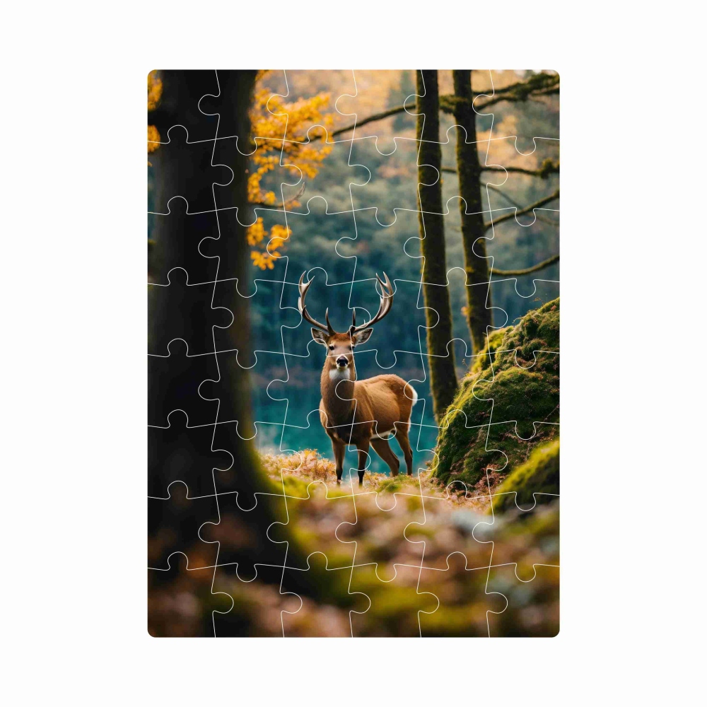 Puzzle 20x15cm (40 dílků) s obrázkem - jelen v lese
