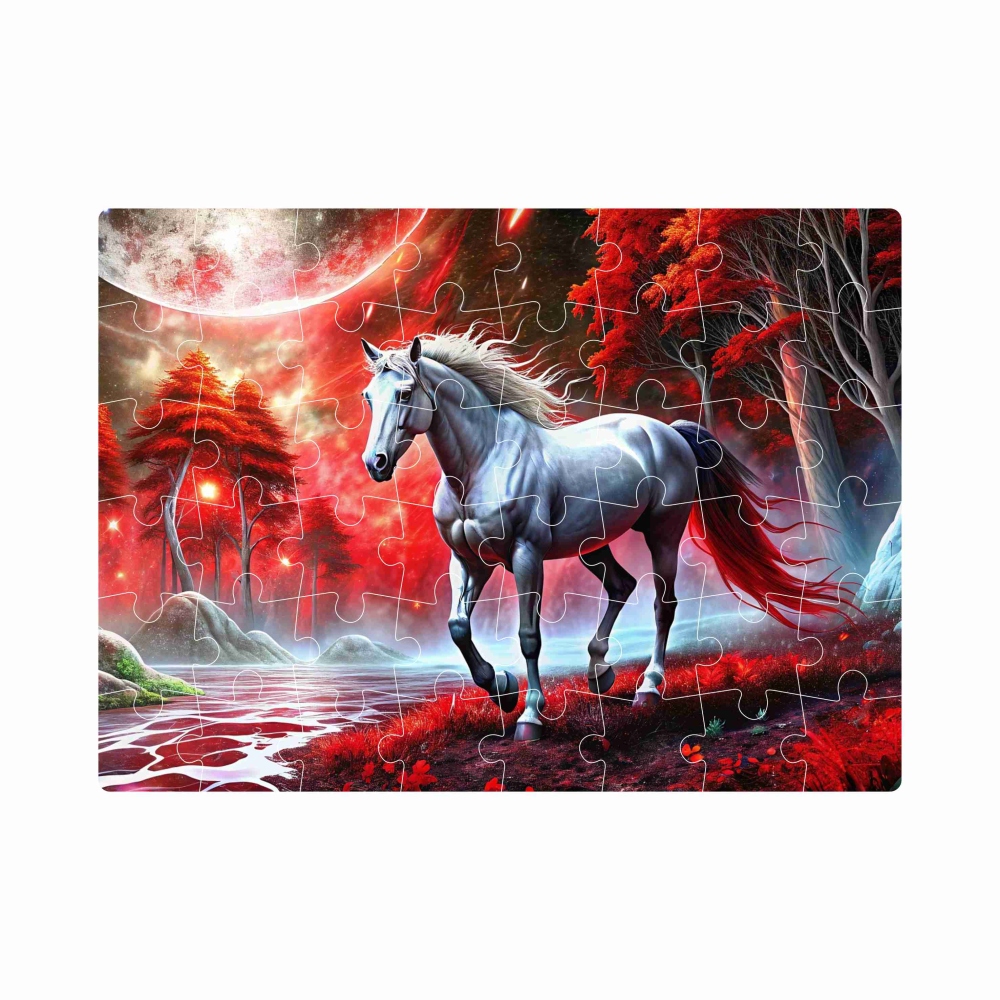 Puzzle 20x15cm (40 dílků) s obrázkem - kůň ve fantasy lese