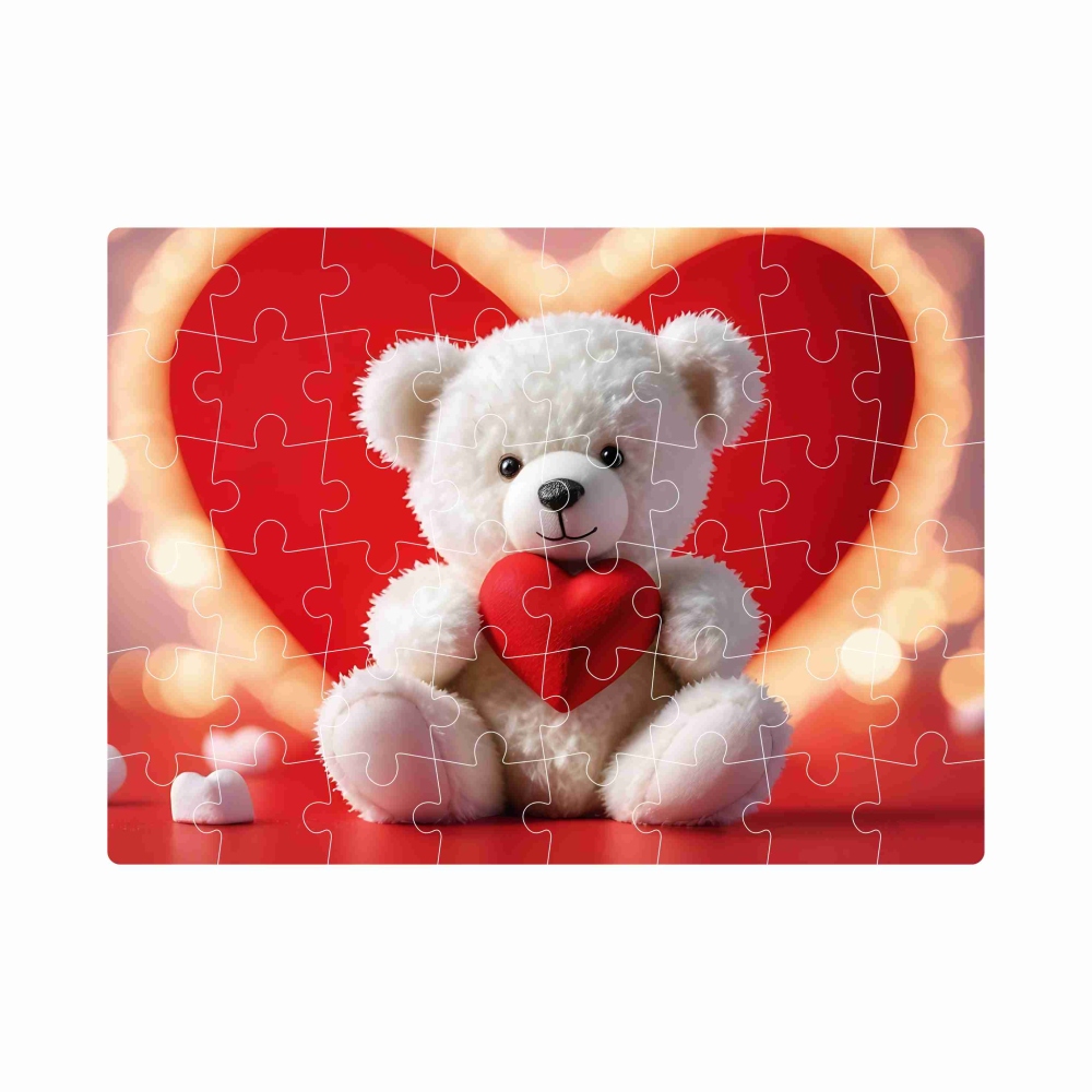 Puzzle 20x15cm (40 dílků) s obrázkem - medvídek se srdíčkem