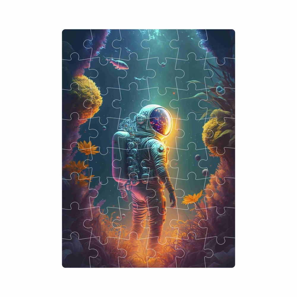 Puzzle 20x15cm (40 dílků) s obrázkem - osamělý astronaut