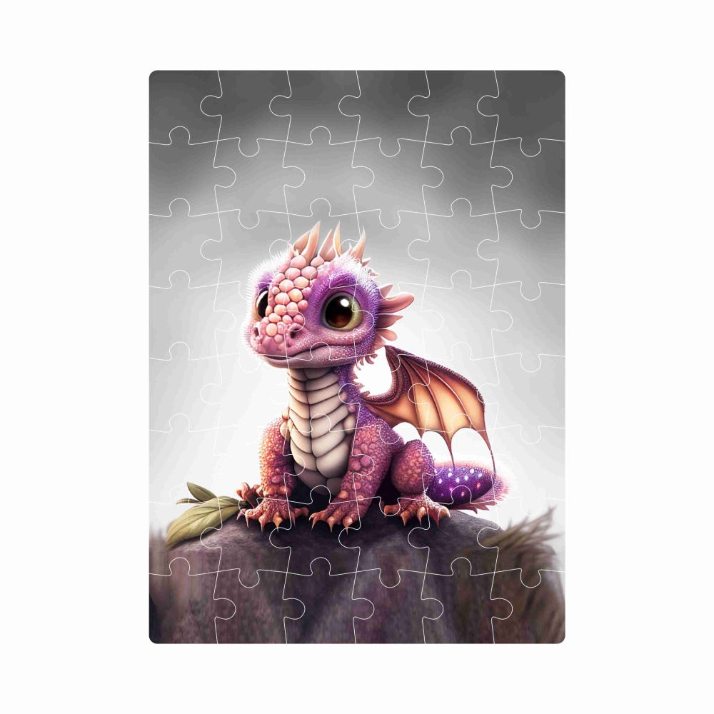 Puzzle 20x15cm (40 dílků) s obrázkem - růžový dráček