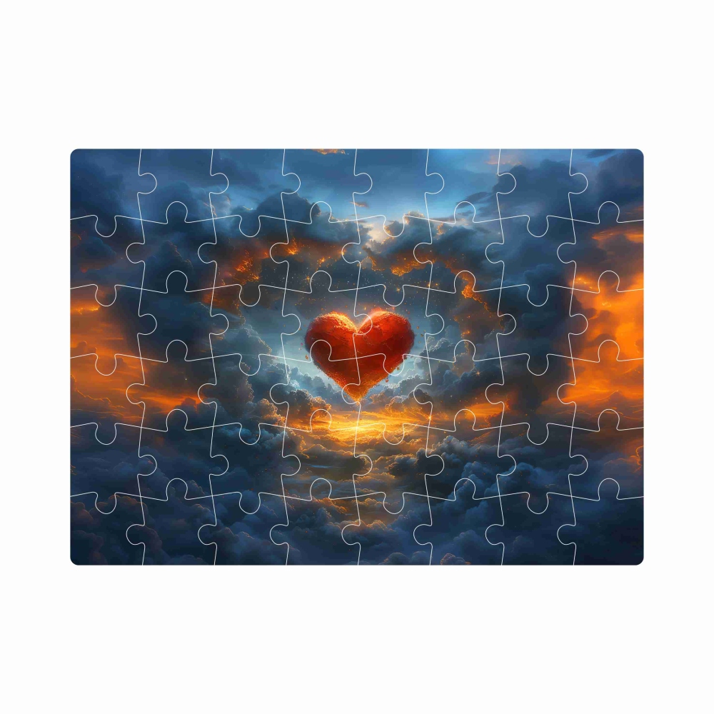 Puzzle 20x15cm (40 dílků) s obrázkem - srdce a mraky